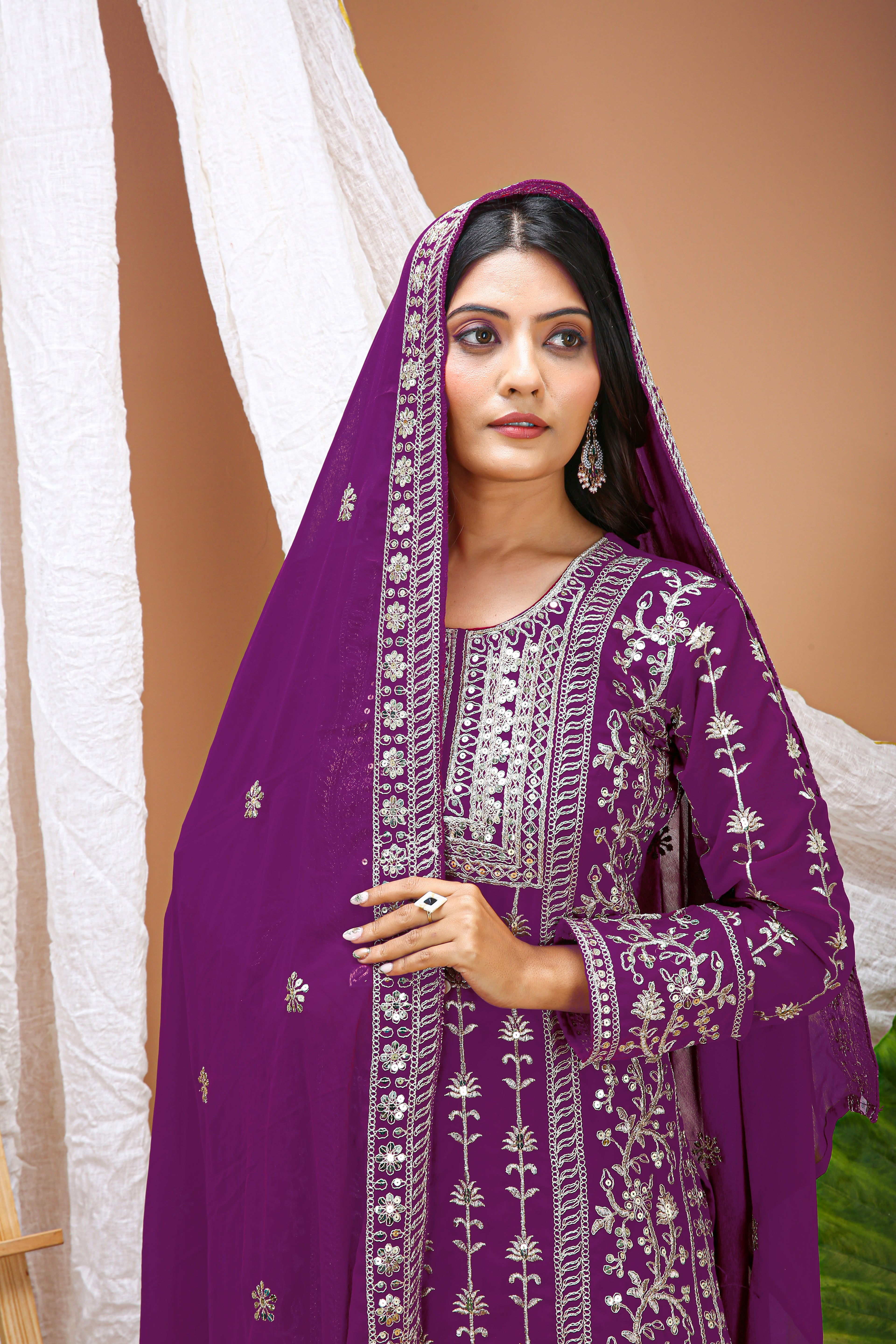 Embroidered Fox Georgette Suit Set