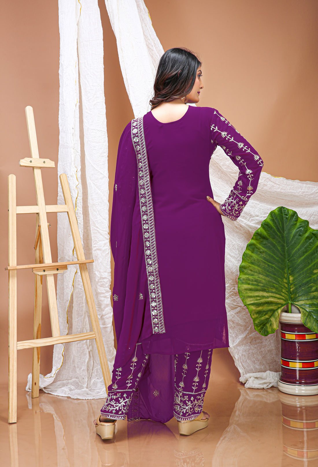 Embroidered Fox Georgette Suit Set