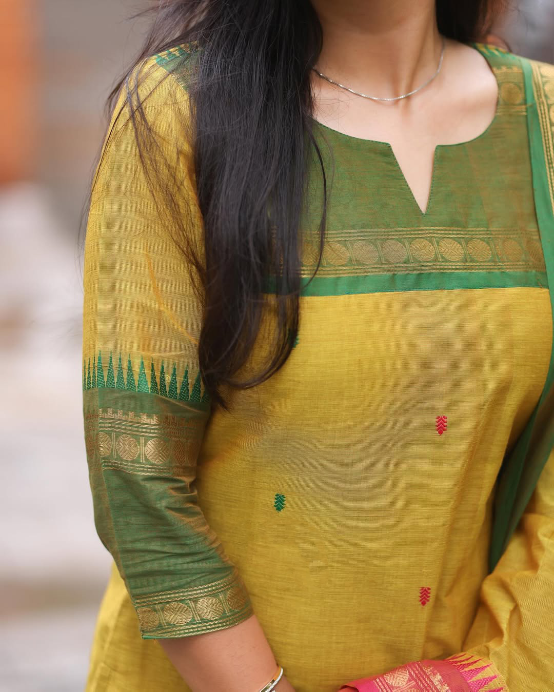Keyuri Mustard Kanchi Cotton Kurti Dupatta Set