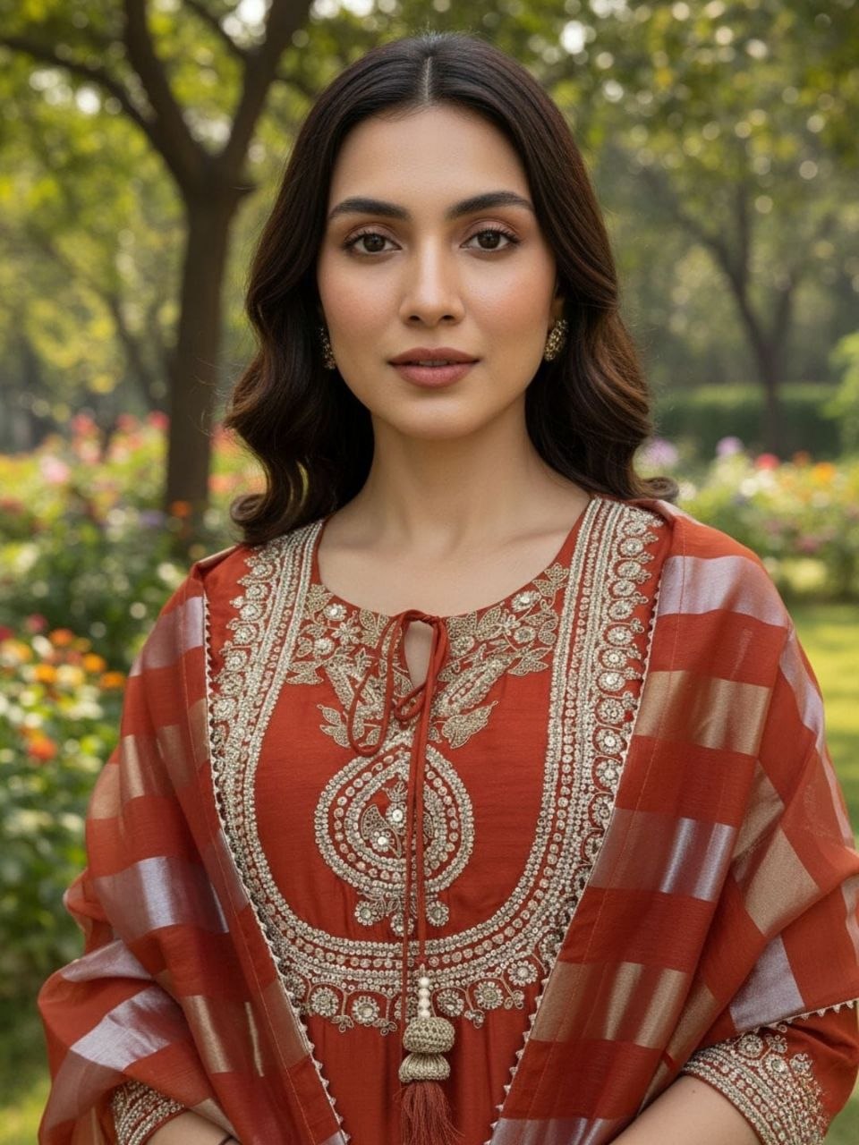 Mojili Vichitra Silk Embroidered Suit Set