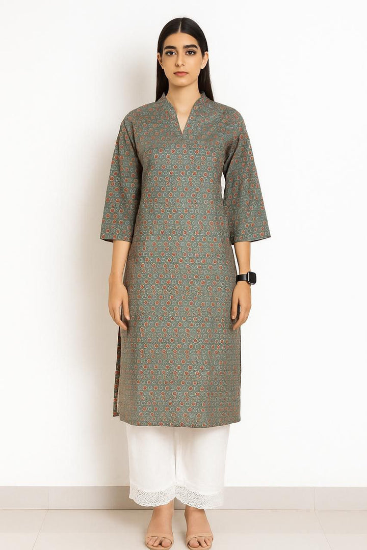 Cotton Printed Kurti & Rayon Pant Set
