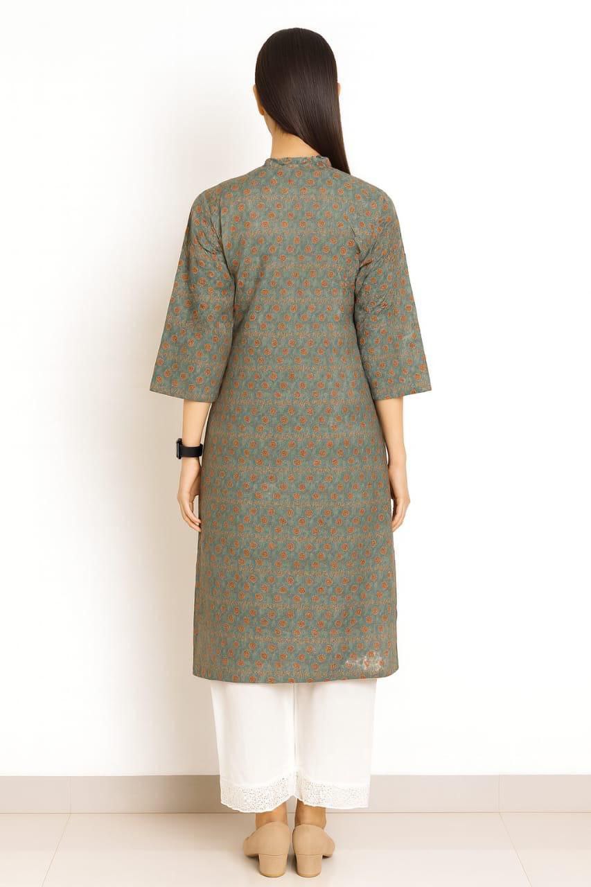 Cotton Printed Kurti & Rayon Pant Set
