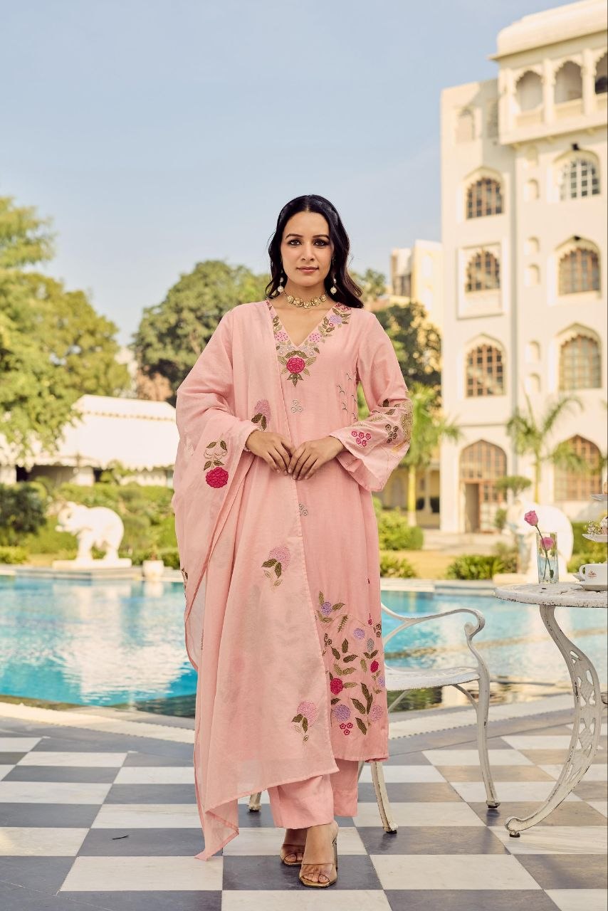 Chanderi Silk 3-piece Suit set