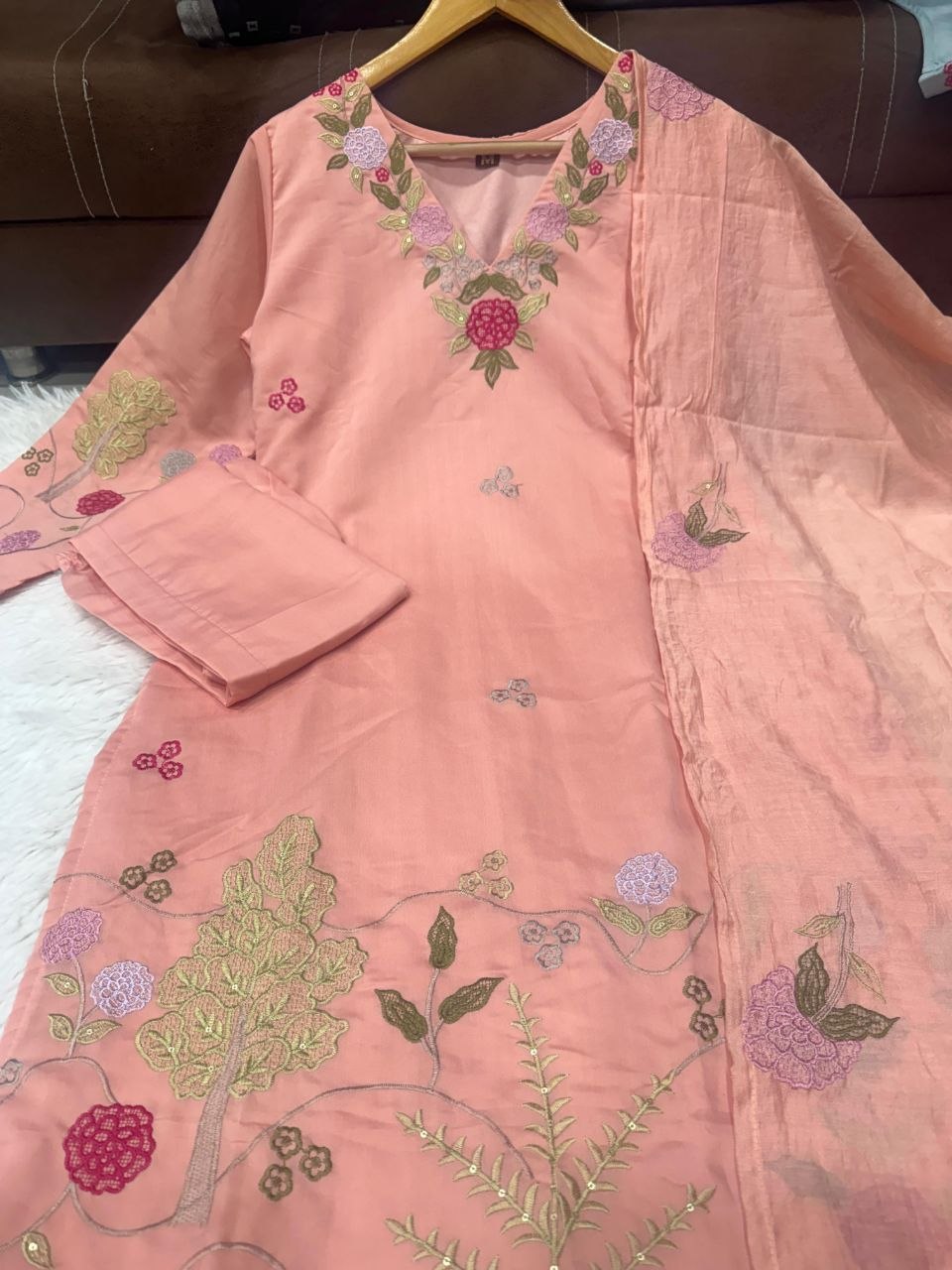 Chanderi Silk 3-piece Suit set