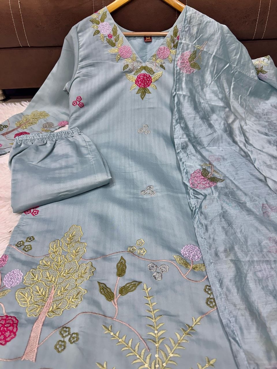 Chanderi Silk 3-piece Suit set