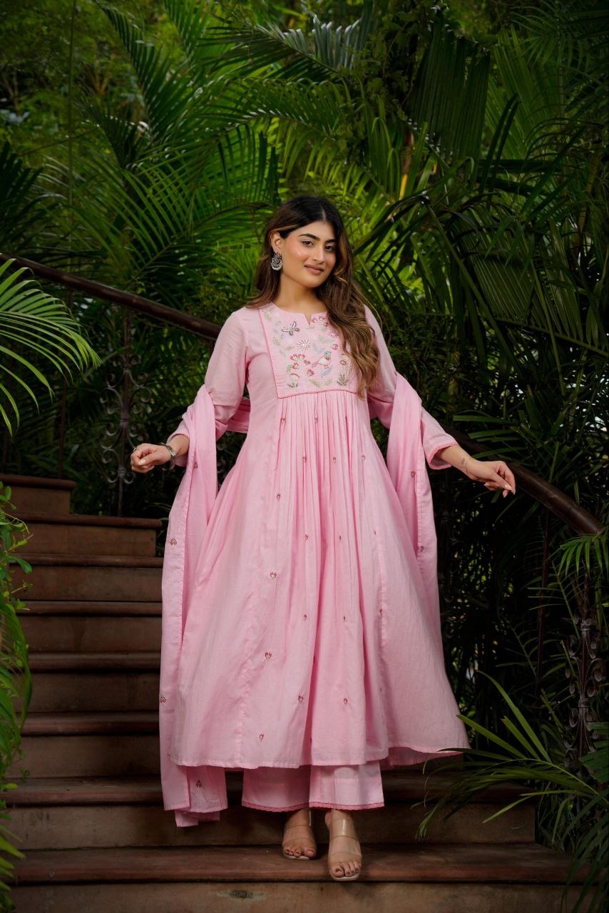 Chanderi Silk 3-piece Suit Set
