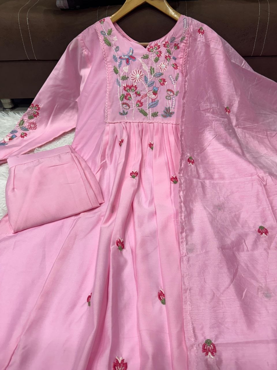 Chanderi Silk 3-piece Suit Set