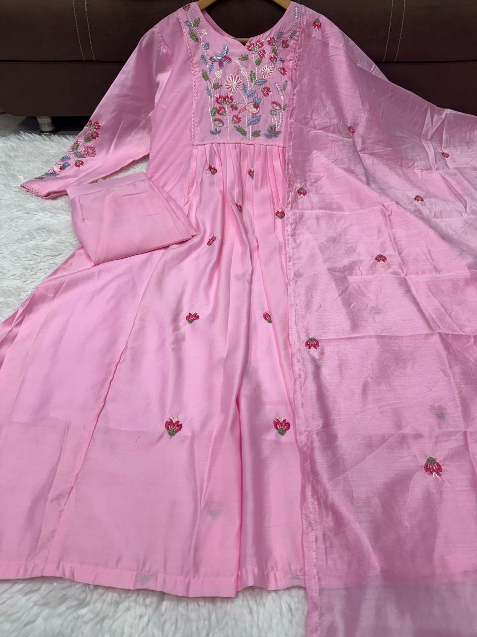Chanderi Silk 3-piece Suit Set
