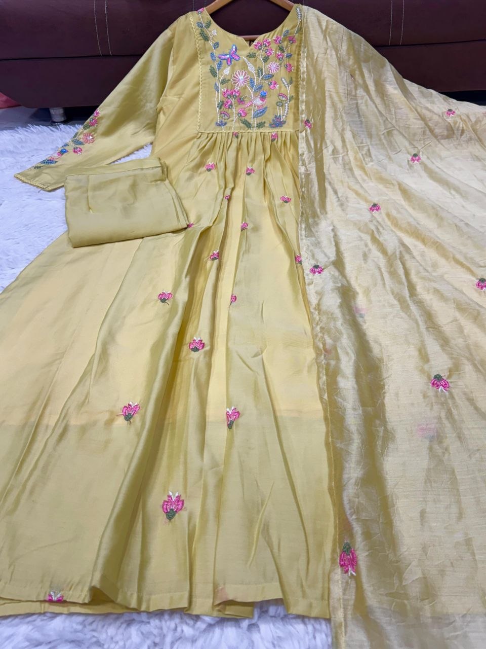 Chanderi Silk 3-piece Suit Set