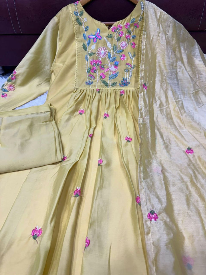 Chanderi Silk 3-piece Suit Set