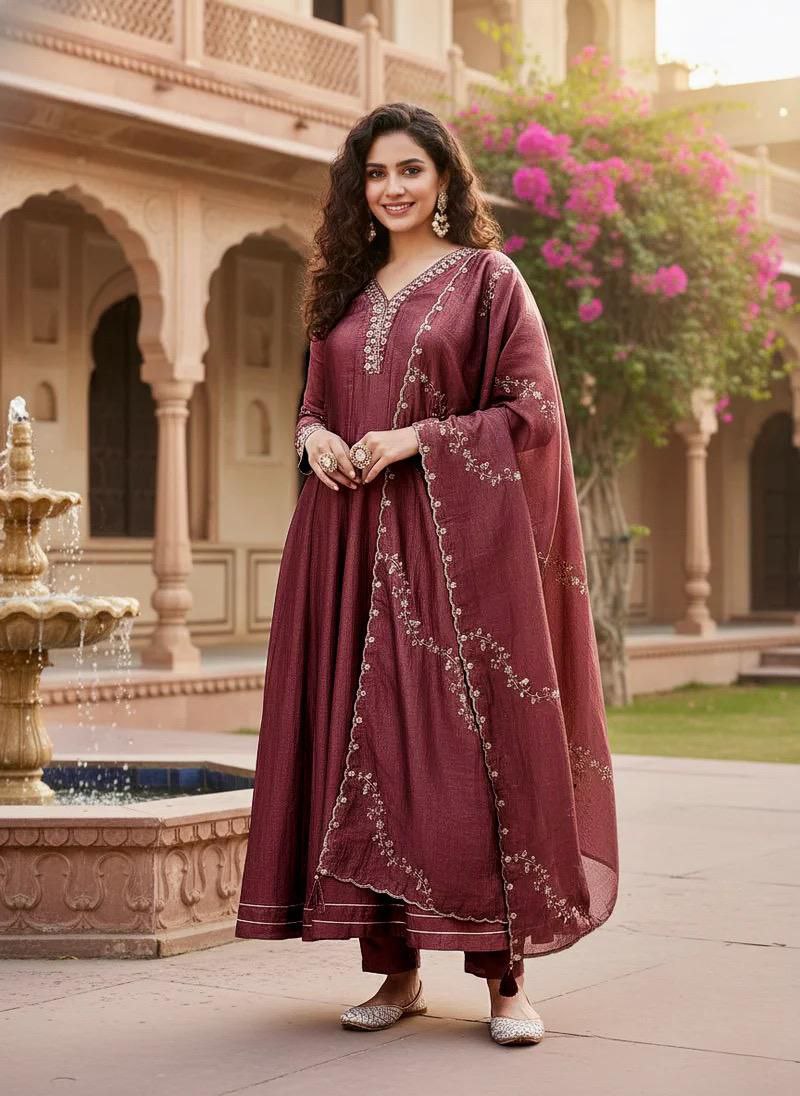 Luxurious Embroidered Anarkali Suit Set
