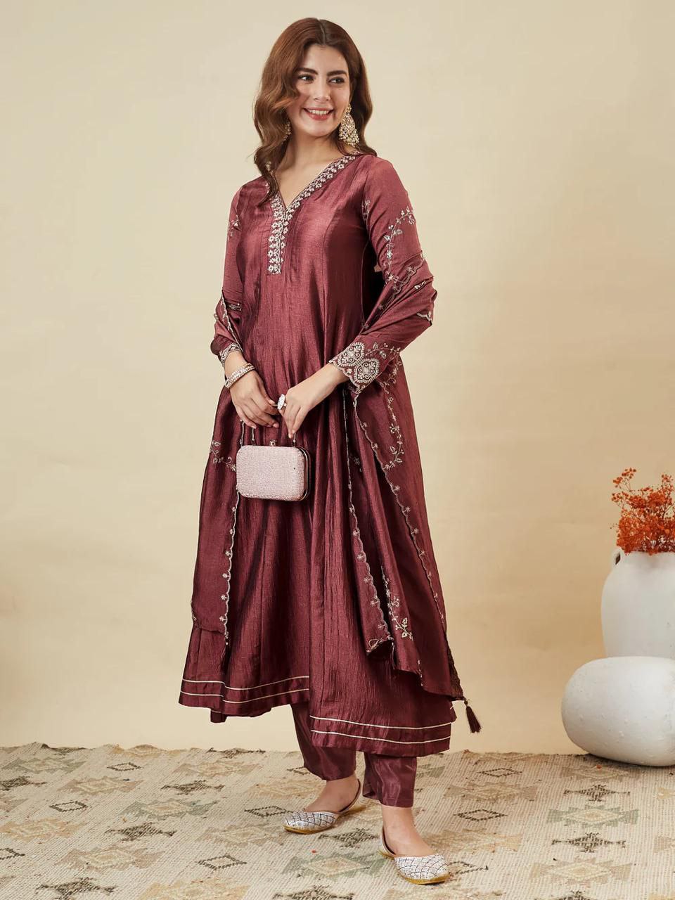 Luxurious Embroidered Anarkali Suit Set