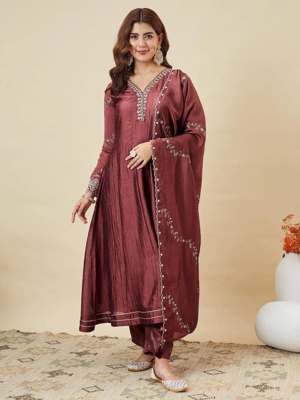 Luxurious Embroidered Anarkali Suit Set