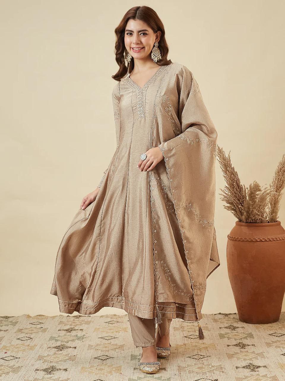 Luxurious Embroidered Anarkali Suit Set