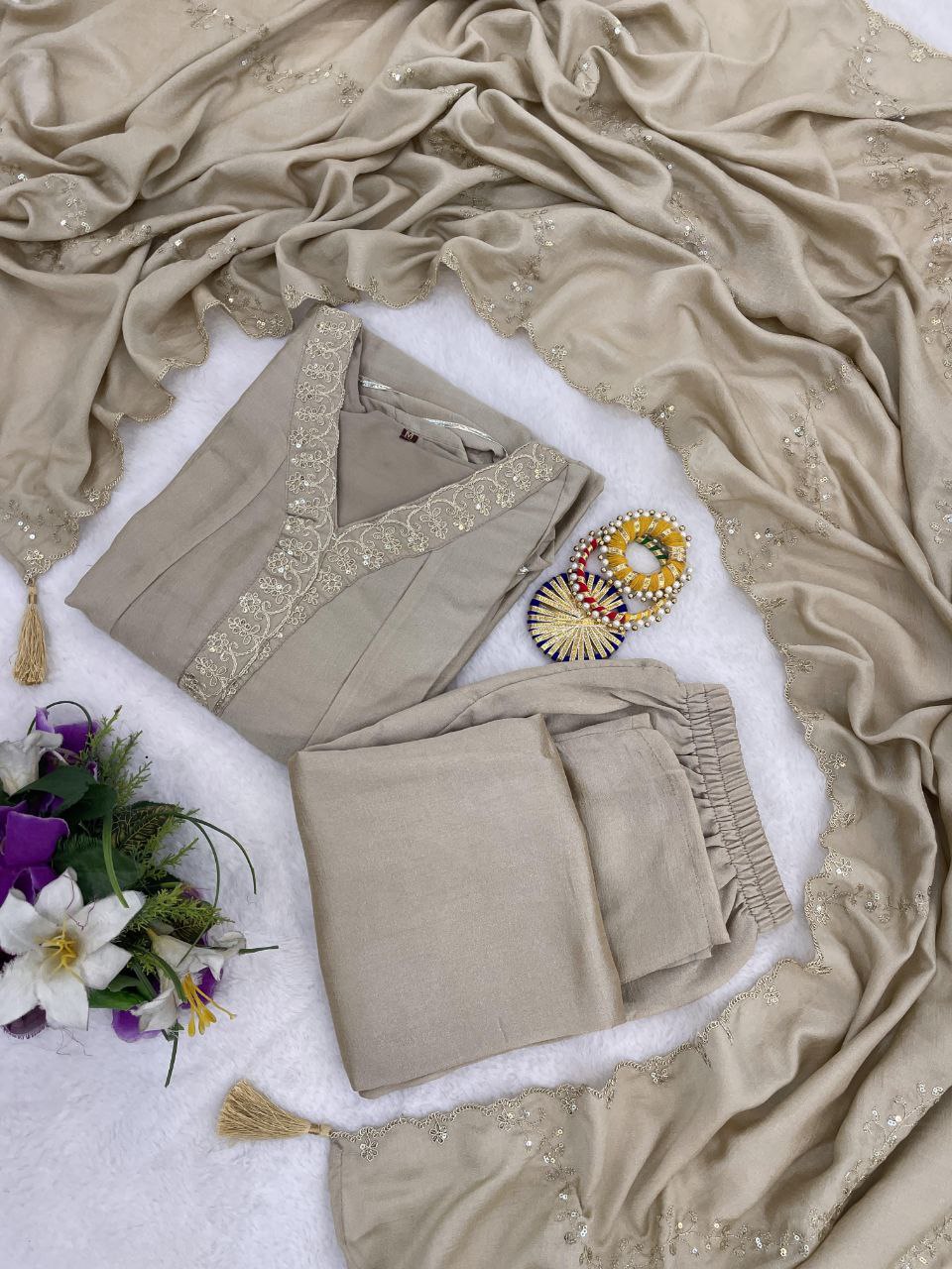 Luxurious Embroidered Anarkali Suit Set