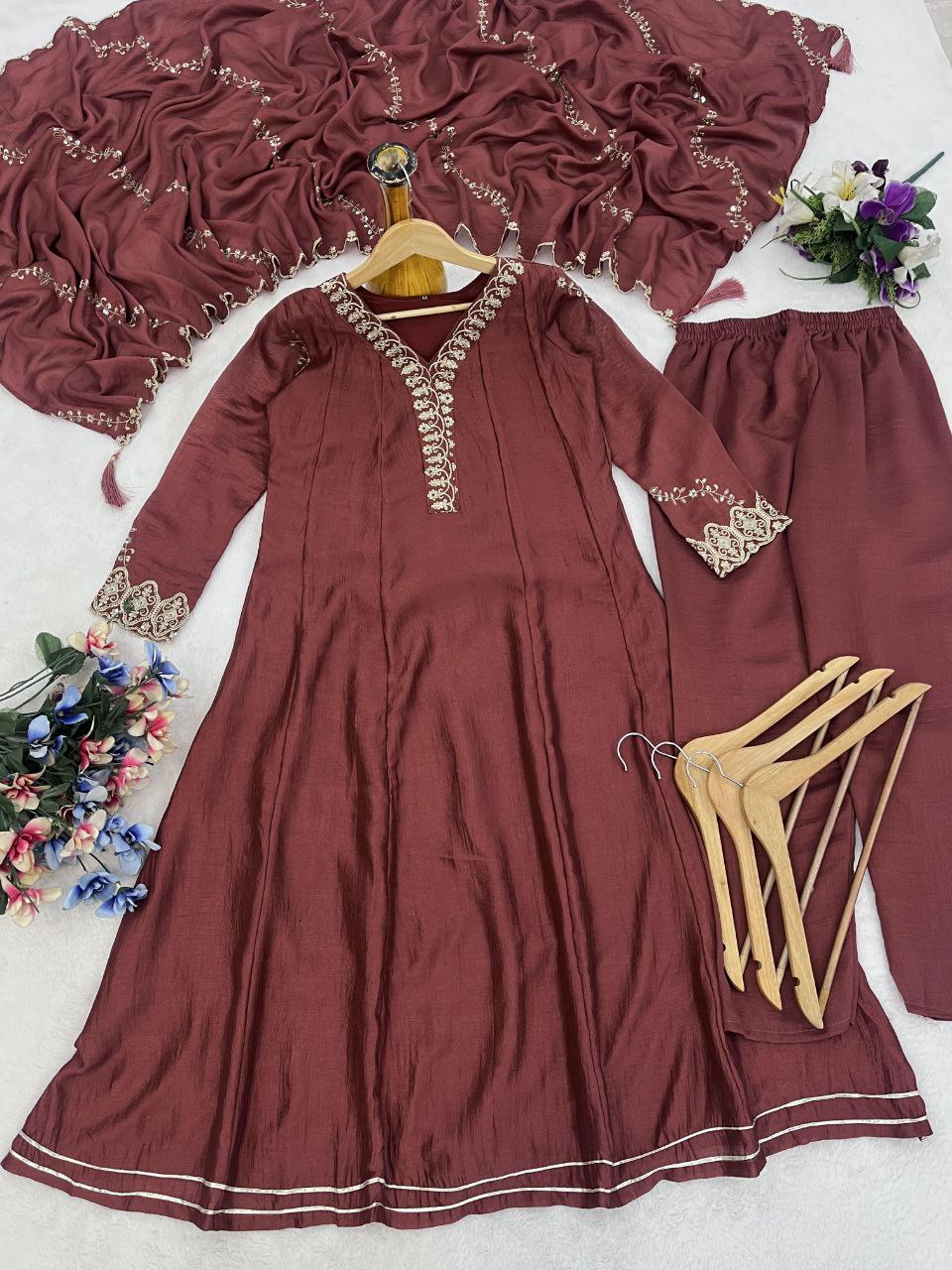 Luxurious Embroidered Anarkali Suit Set