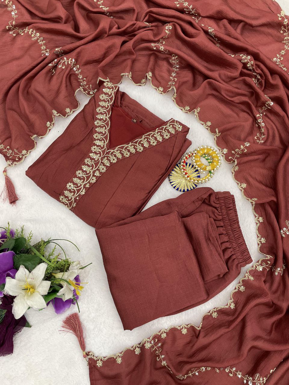 Luxurious Embroidered Anarkali Suit Set