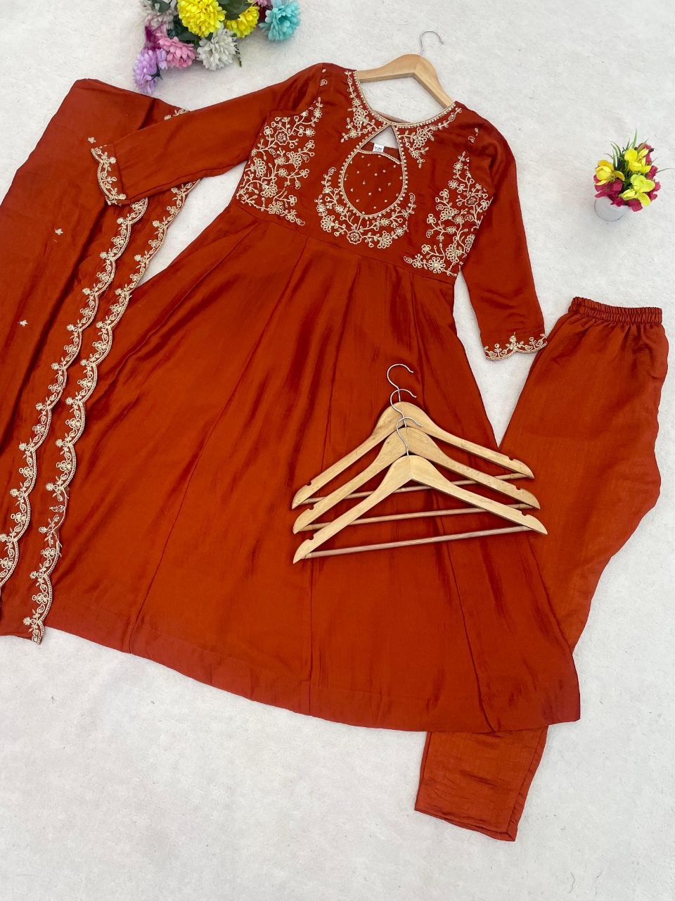 Elegant Embroidered Anarkali Suit Set