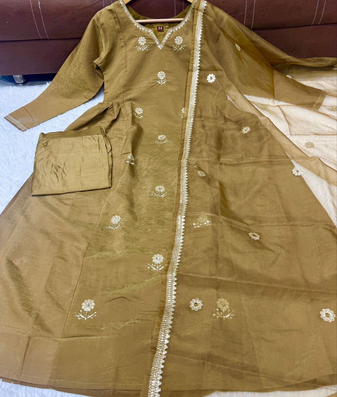 Chanderi Silk 3-Piece Suit Set