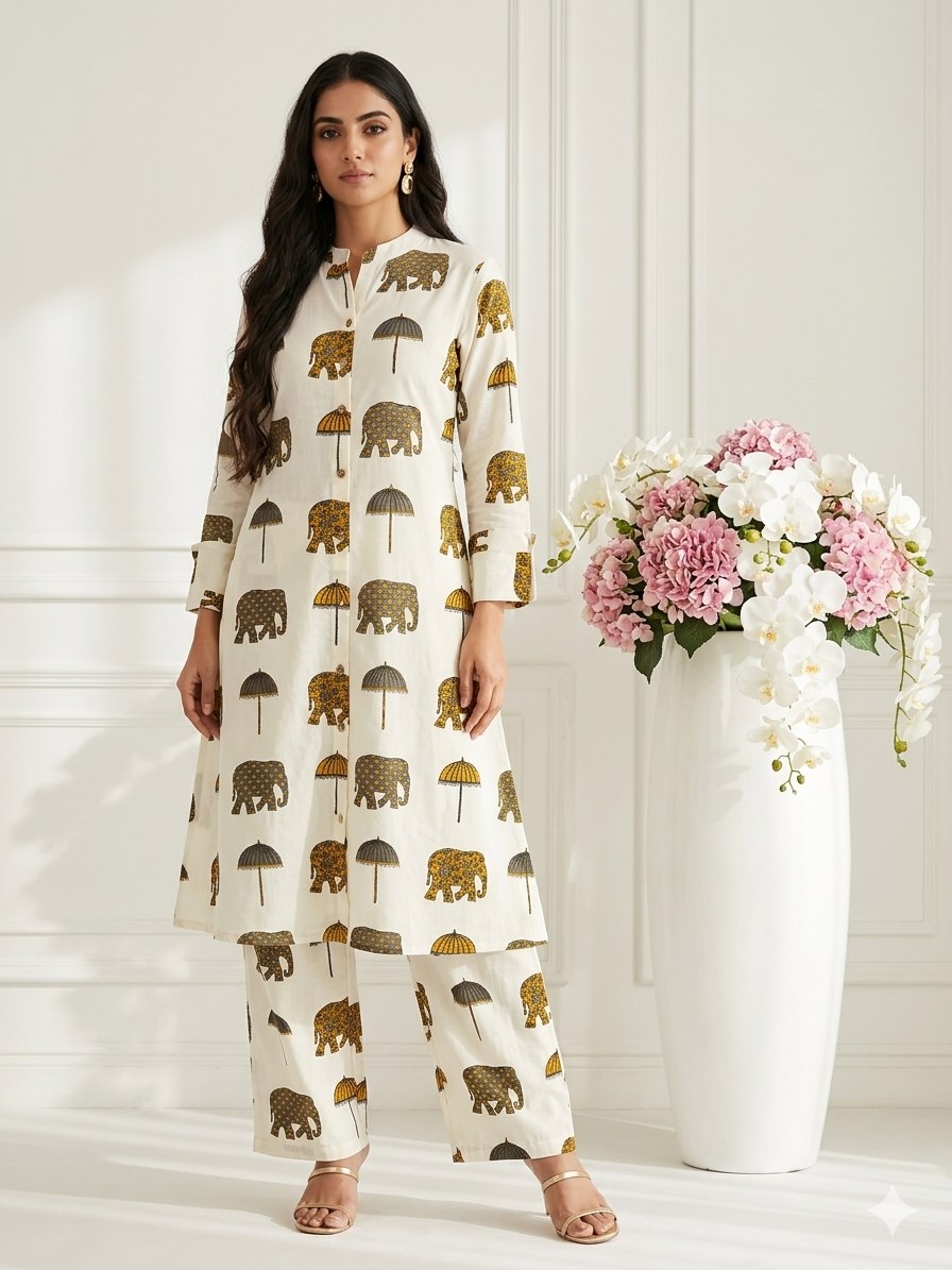 Chic Elephant Print Co-Ord Set