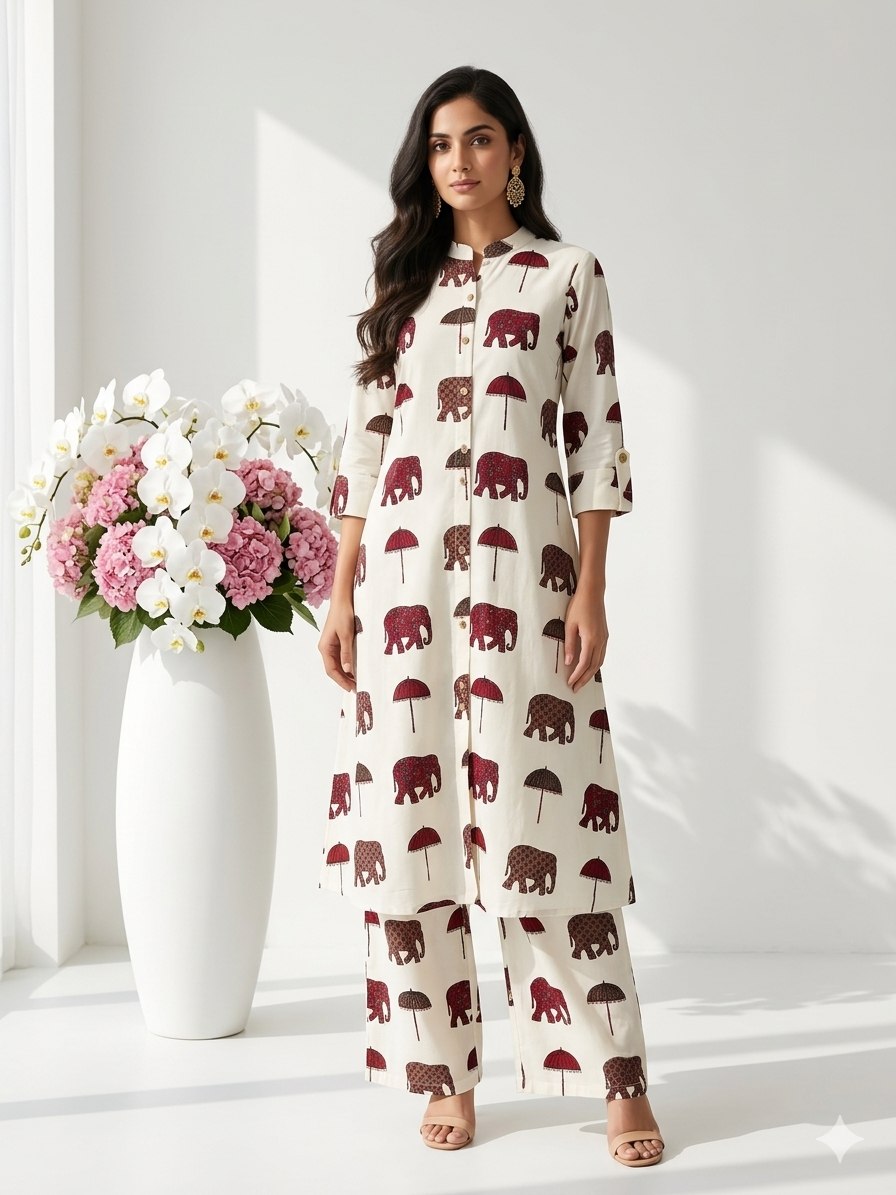 Chic Elephant Print Co-Ord Set