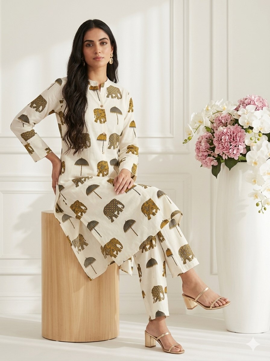 Chic Elephant Print Co-Ord Set