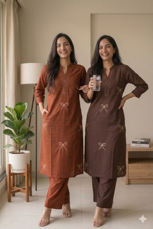 Minimal Embroidered Kurta Pant Set