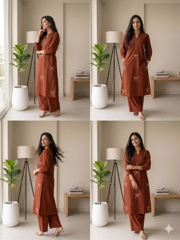 Minimal Embroidered Kurta Pant Set