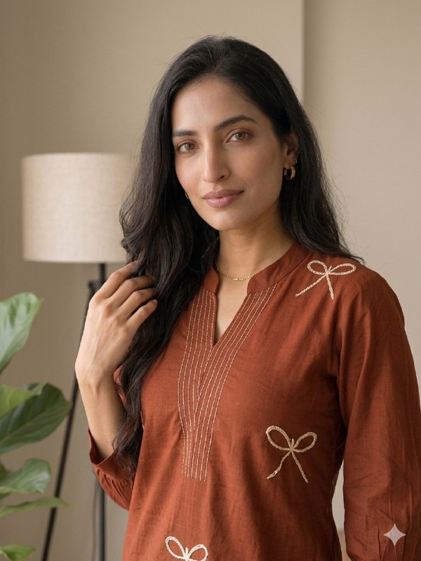Minimal Embroidered Kurta Pant Set