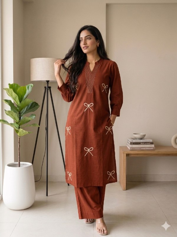 Minimal Embroidered Kurta Pant Set