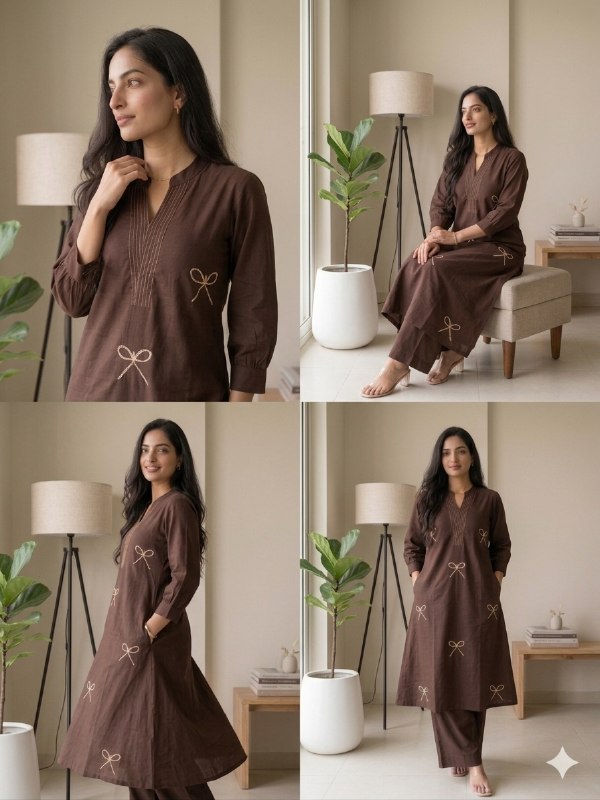 Minimal Embroidered Kurta Pant Set