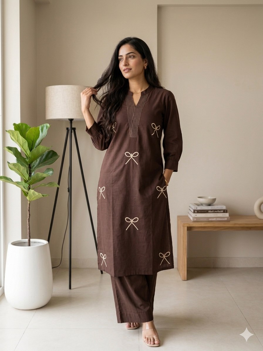 Minimal Embroidered Kurta Pant Set