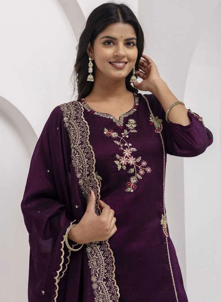 Elegant Floral Embroidered Suit Set