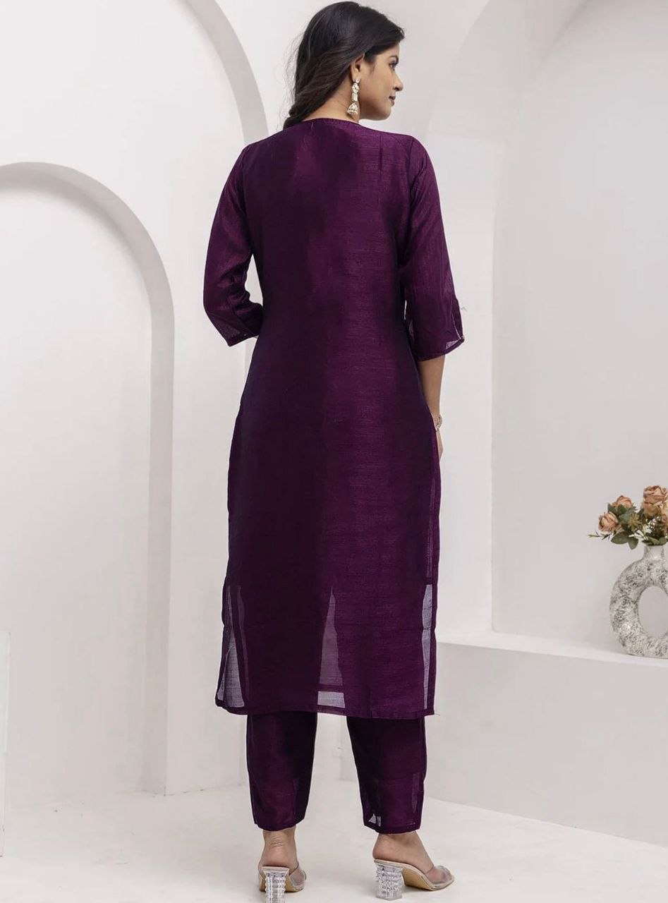 Elegant Floral Embroidered Suit Set