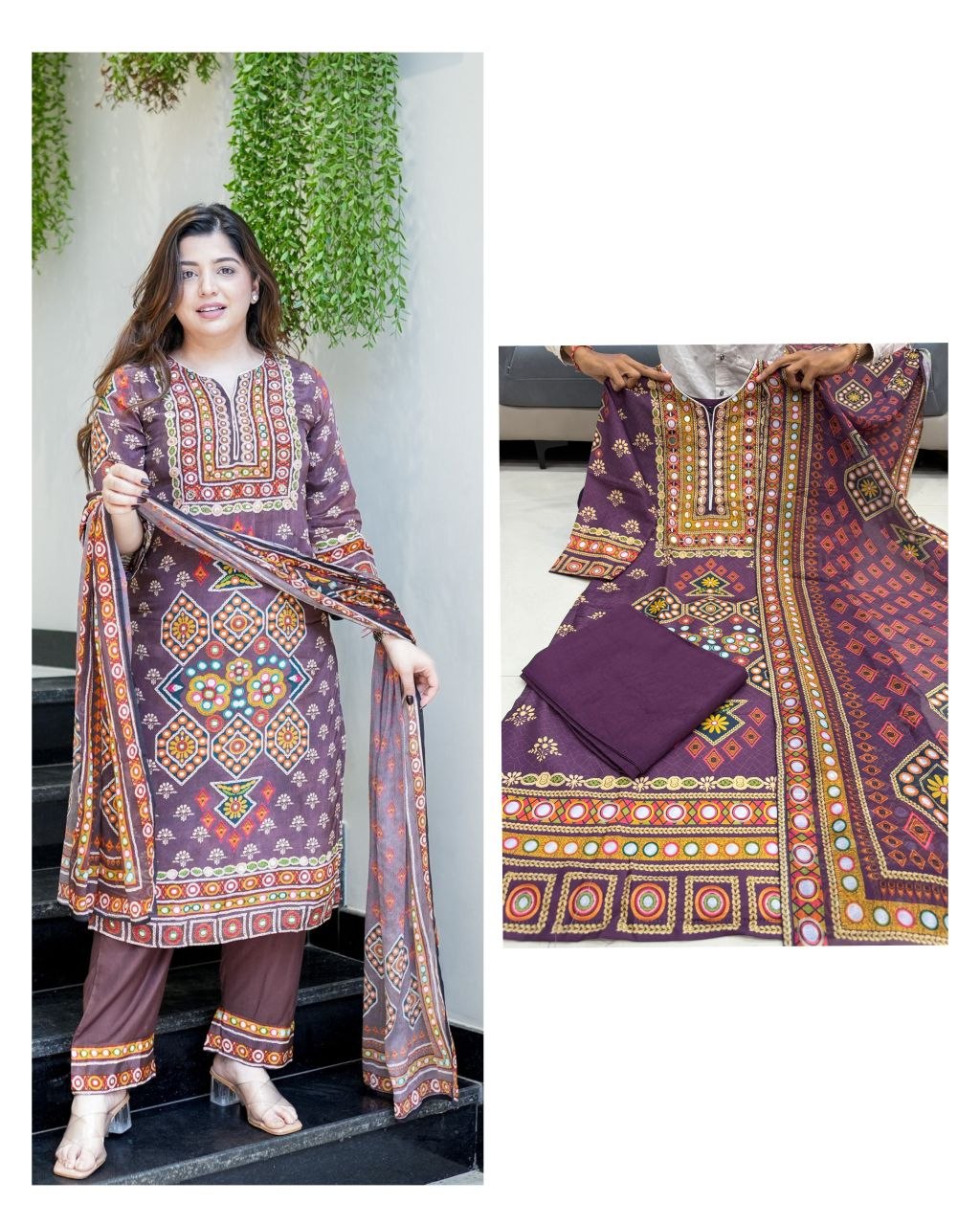 Janki Designer Burberry Silk Suit Set
