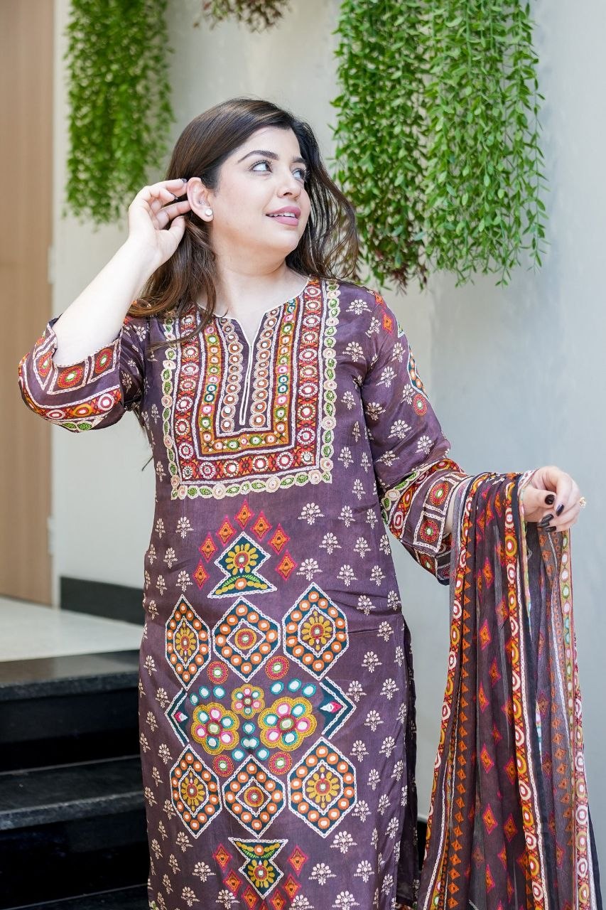 Janki Designer Burberry Silk Suit Set