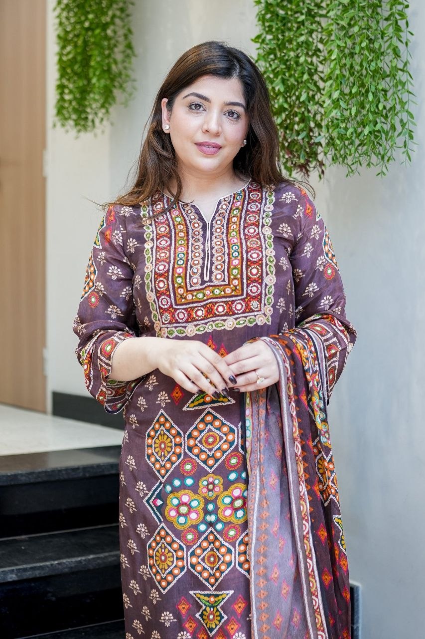 Janki Designer Burberry Silk Suit Set