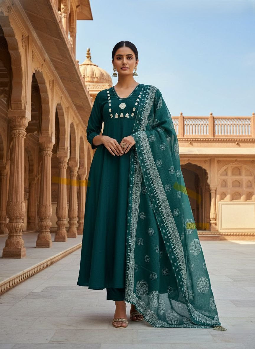 A-Line Kurti Pent Dupatta Set