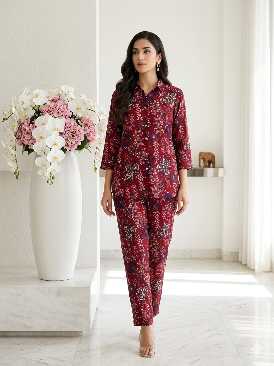 Elegant Floral Printed Co-Ord Set