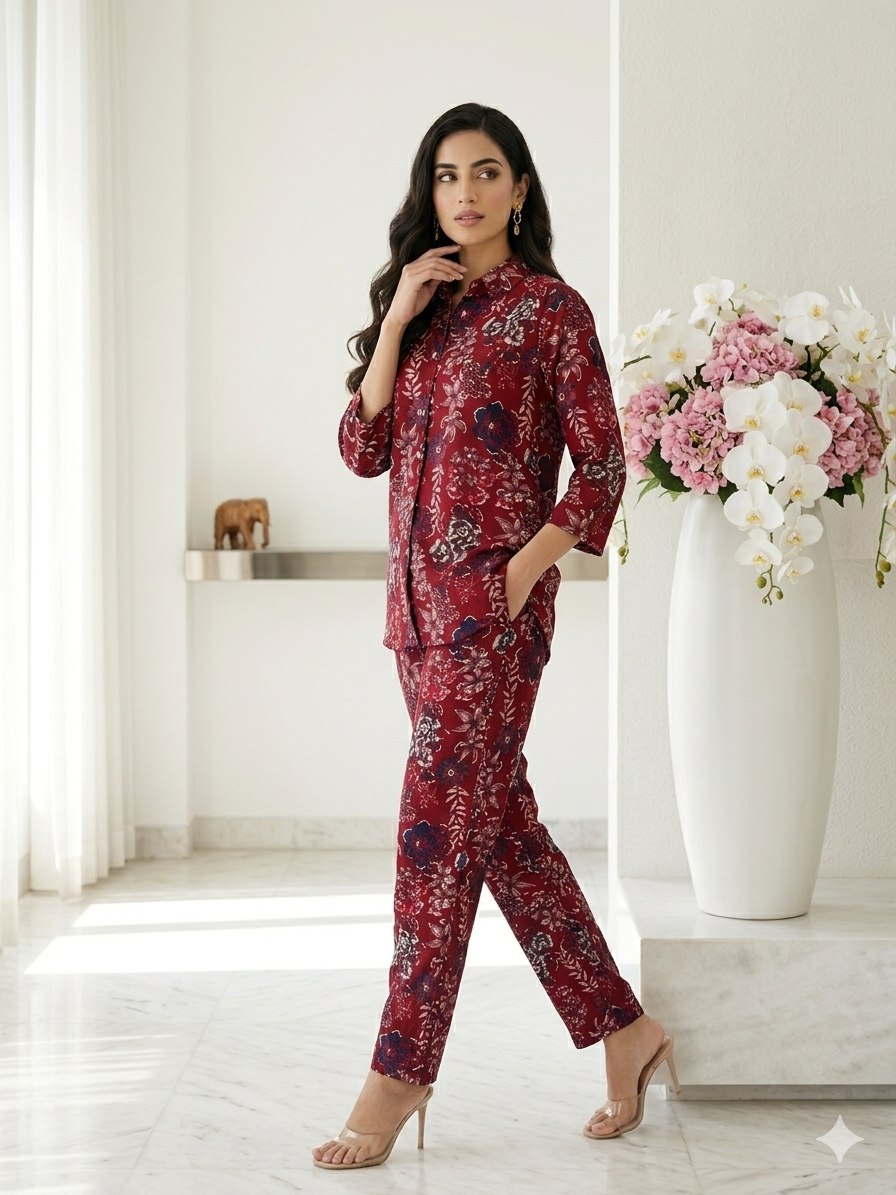 Elegant Floral Printed Co-Ord Set