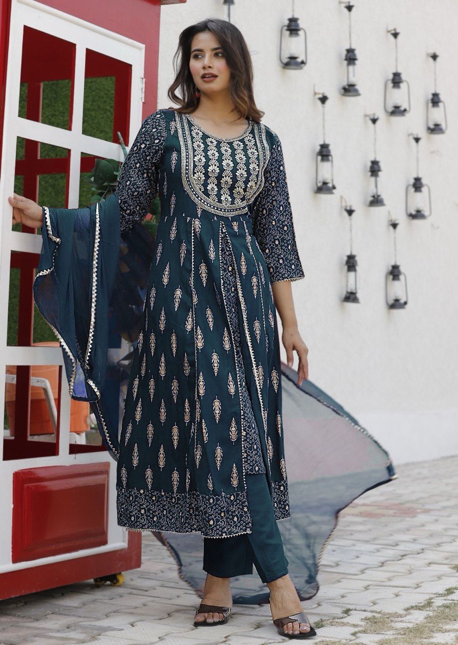 Reyon beautiful suit set and duppta