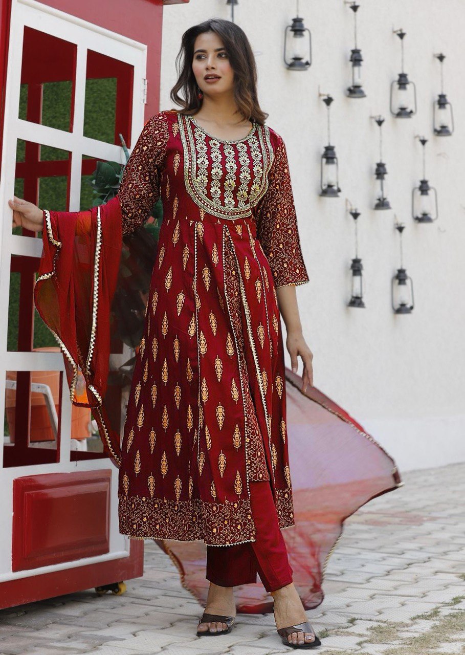 Reyon beautiful suit set and duppta