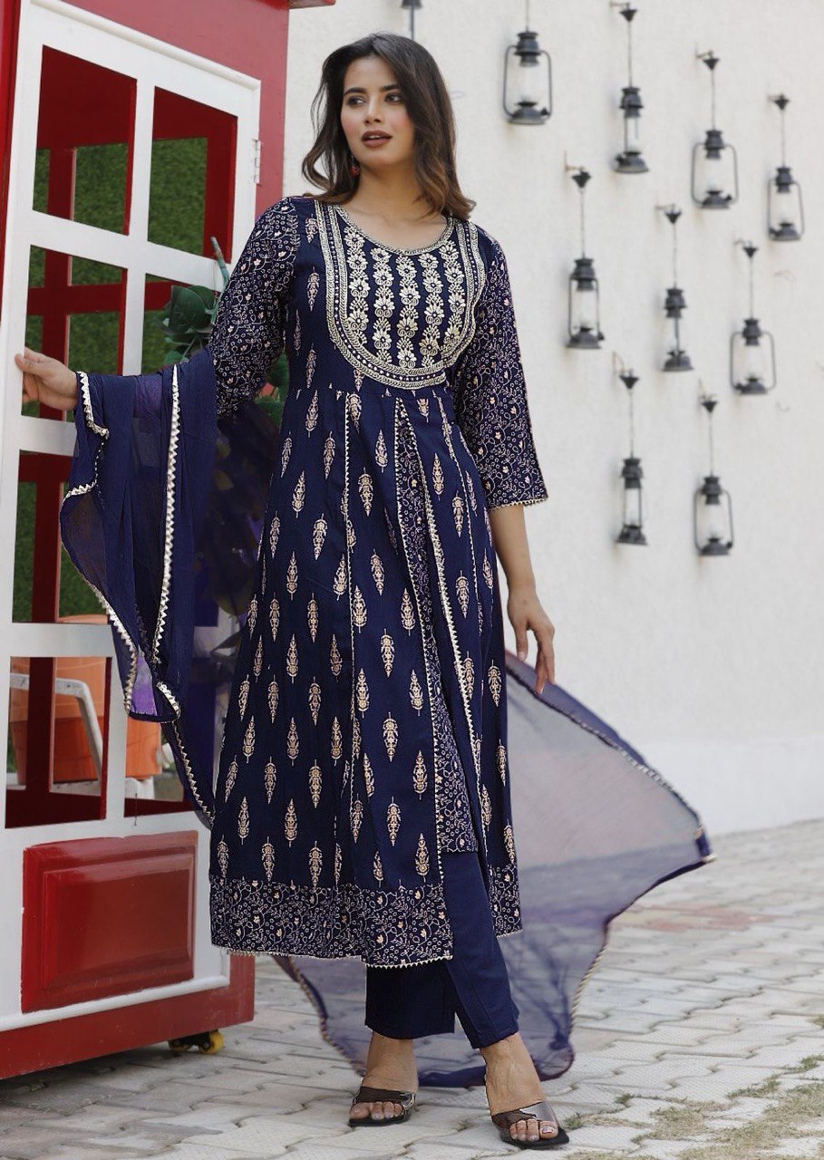 Reyon beautiful suit set and duppta