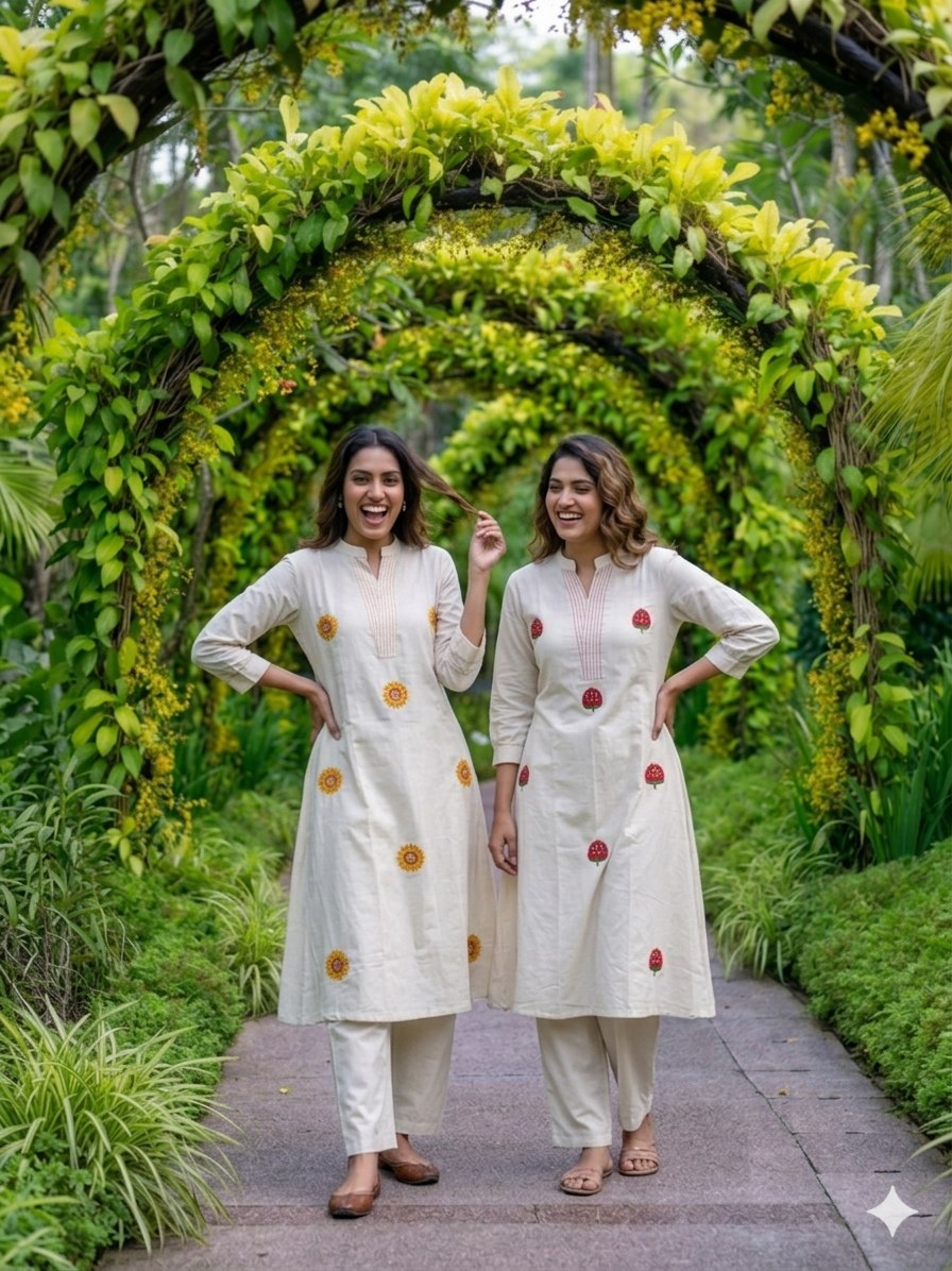 Graceful Minimal Embroidered Kurta Set
