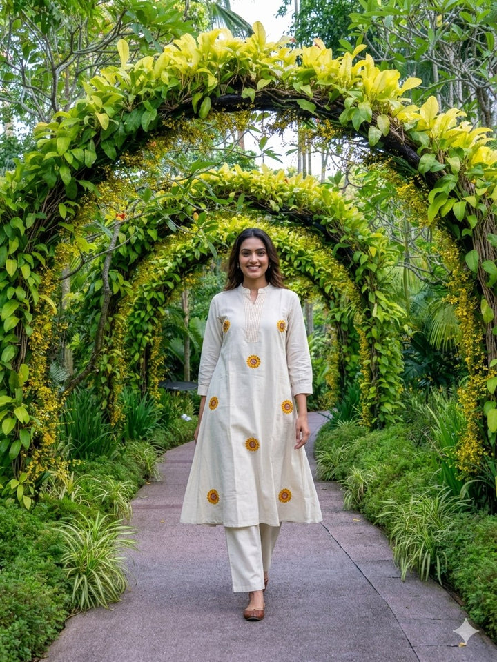 Graceful Minimal Embroidered Kurta Set