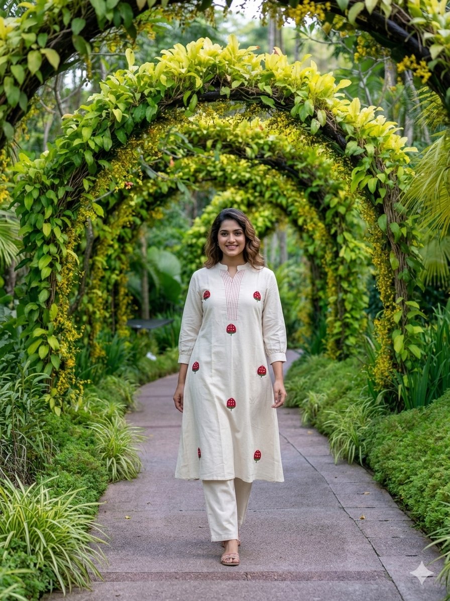 Graceful Minimal Embroidered Kurta Set