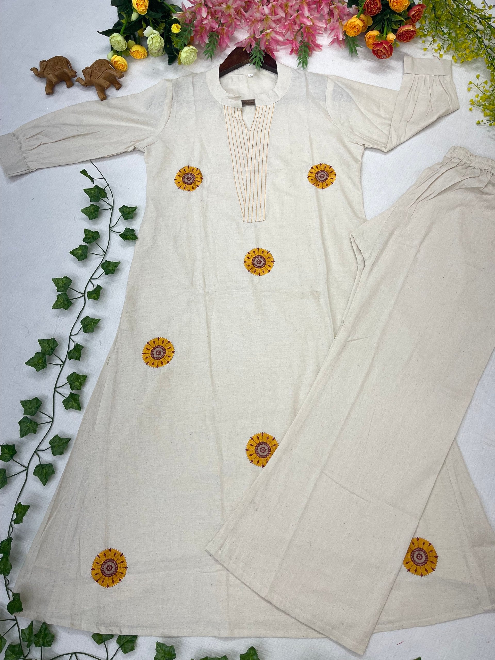 Graceful Minimal Embroidered Kurta Set