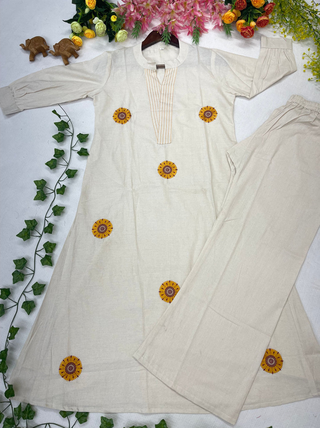 Graceful Minimal Embroidered Kurta Set