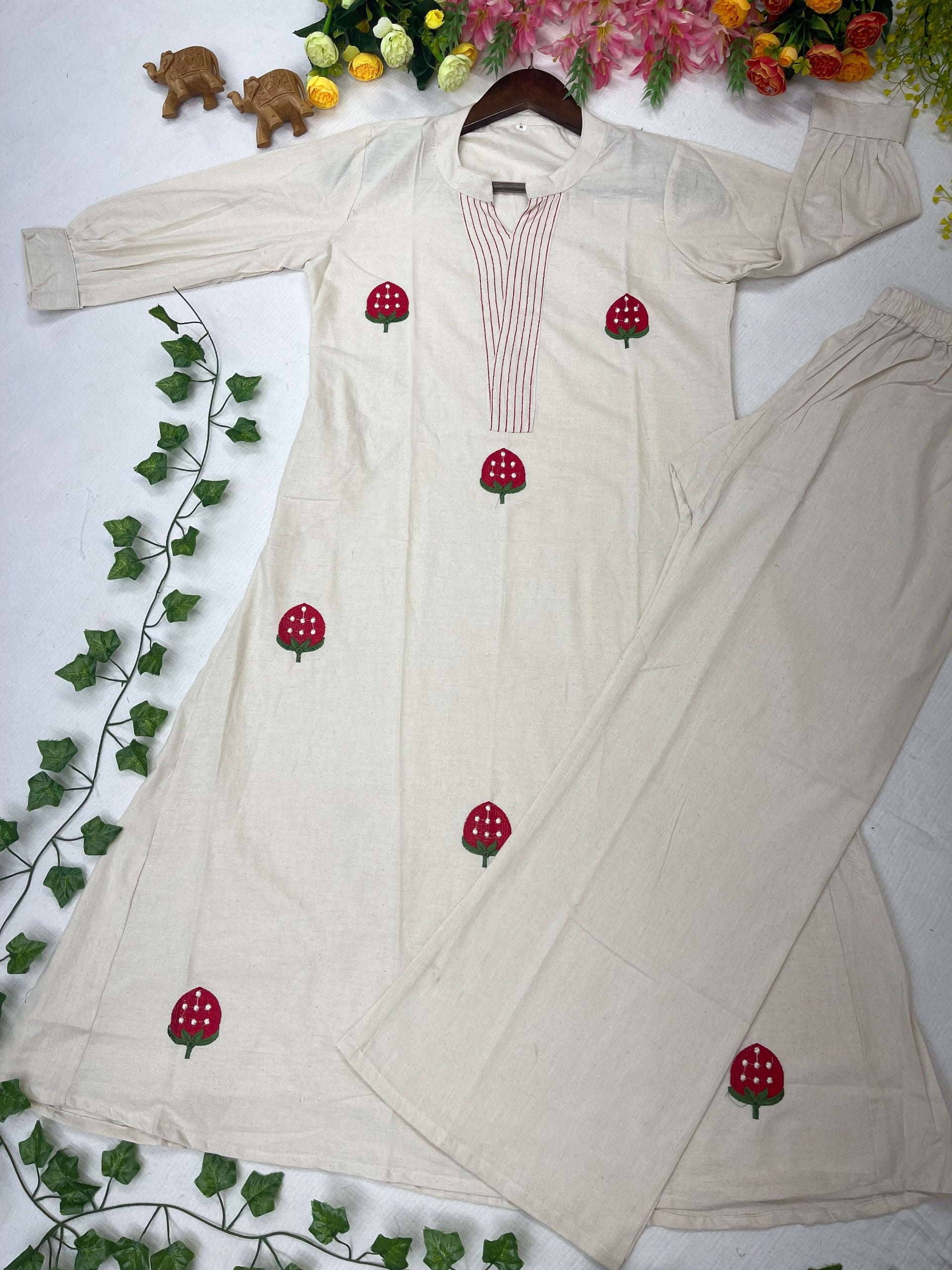 Graceful Minimal Embroidered Kurta Set