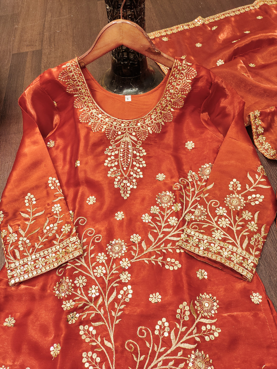 Embroidered Fendy Silk Sharara Suit